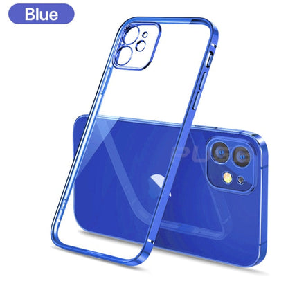 Luxury Plating Square Frame Transparent Case For iPhone 11 12 13 Pro Max Mini X Xr XS SE 2020 7 8 Plus Soft Silicone Clear Cover The Clothing Company Sydney