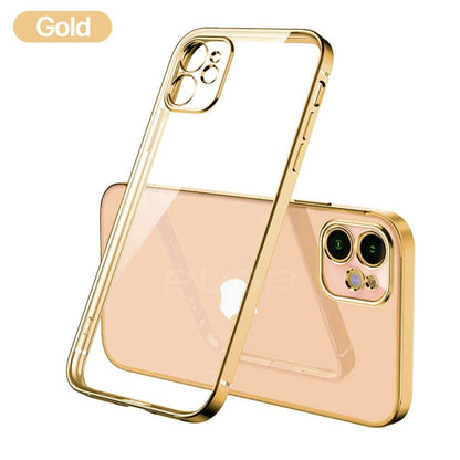Luxury Plating Square Frame Transparent Case For iPhone 11 12 13 Pro Max Mini X Xr XS SE 2020 7 8 Plus Soft Silicone Clear Cover The Clothing Company Sydney