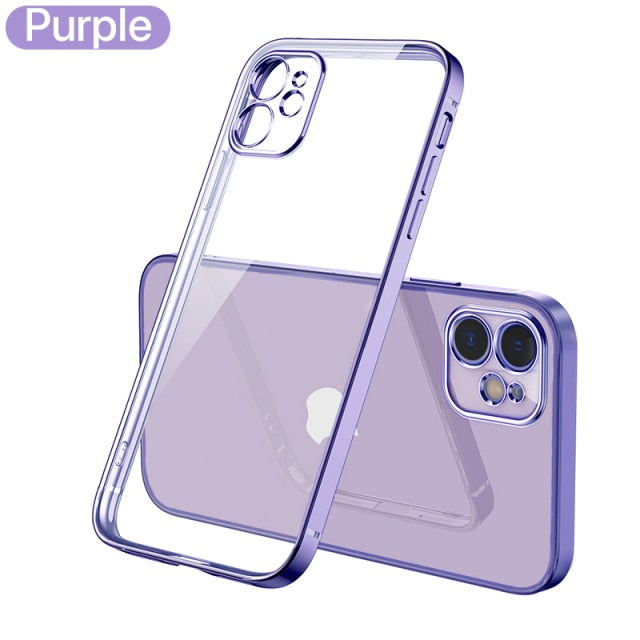 Luxury Plating Square Frame Transparent Case For iPhone 11 12 13 Pro Max Mini X Xr XS SE 2020 7 8 Plus Soft Silicone Clear Cover The Clothing Company Sydney