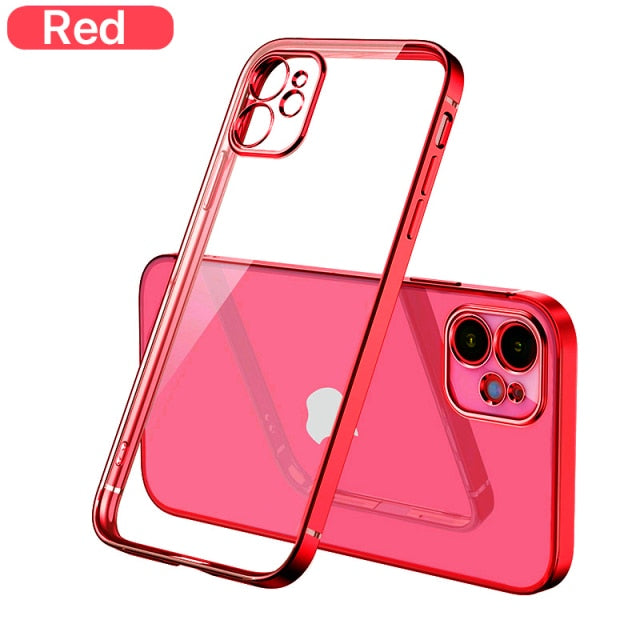 Luxury Plating Square Frame Transparent Case For iPhone 11 12 13 Pro Max Mini X Xr XS SE 2020 7 8 Plus Soft Silicone Clear Cover The Clothing Company Sydney