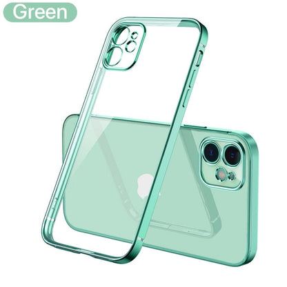 Luxury Plating Square Frame Transparent Case For iPhone 11 12 13 Pro Max Mini X Xr XS SE 2020 7 8 Plus Soft Silicone Clear Cover The Clothing Company Sydney