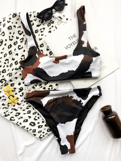 2 Piece Cow Print Bikini Cut Out Push Up Swimsuit Brazilian Summer Bathing Suit High Waist Swimwear The Clothing Company Sydney
