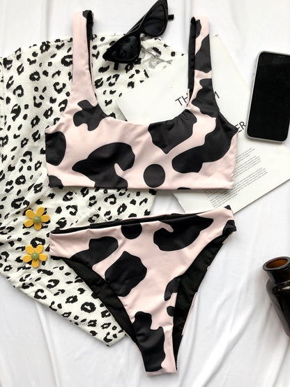 2 Piece Cow Print Bikini Cut Out Push Up Swimsuit Brazilian Summer Bathing Suit High Waist Swimwear The Clothing Company Sydney