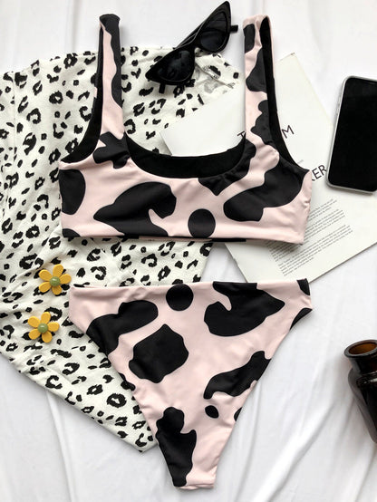 2 Piece Cow Print Bikini Cut Out Push Up Swimsuit Brazilian Summer Bathing Suit High Waist Swimwear The Clothing Company Sydney