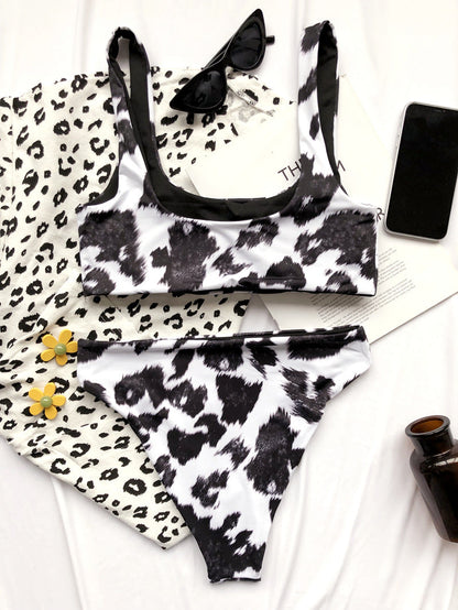 2 Piece Cow Print Bikini Cut Out Push Up Swimsuit Brazilian Summer Bathing Suit High Waist Swimwear The Clothing Company Sydney