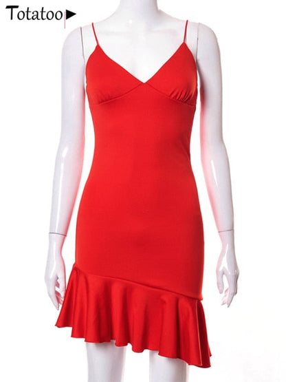 Elegant V Neck Ruffles Strap Bodycon Summer Sleeveless Office Lady Vintage Party White Dress The Clothing Company Sydney