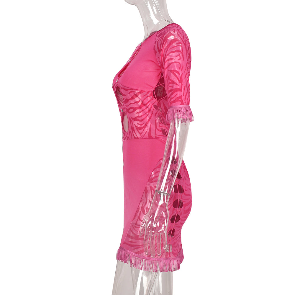 Cut Out Zebra Mesh Transparent Mini Beach Holiday Party Club Bodycon Pencil Dress The Clothing Company Sydney