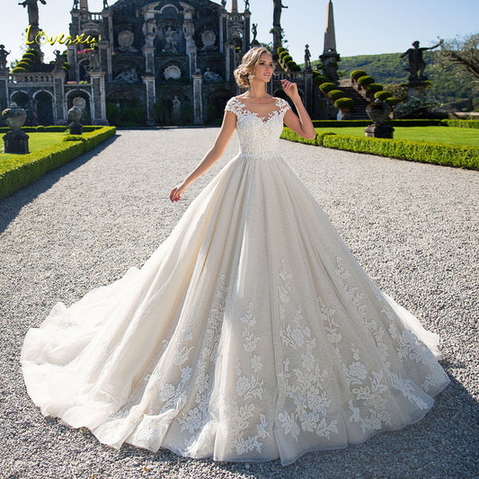 Backless Lace Beaded Court Train Princess A Line Bridal Gown Wedding Dress The Clothing Company Sydney