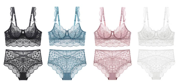 2 Piece underwear Set Lingerie Push Up Brassiere Ultra-thin Lace Bra Set Transparent Panties For Bralette sets The Clothing Company Sydney