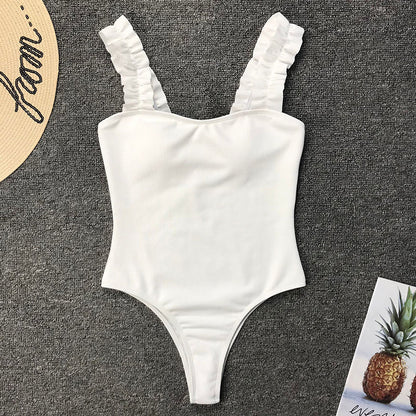 One Piece Swimsuit Wood Ear Ruffle Swimwear Push Up Monokini Bathing Suits Summer Beach Wear Swimming Suit The Clothing Company Sydney