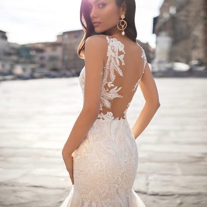 Delicate Mermaid Appliques Lace Party Bride Flower Robe Customised Gown Wedding Dresses The Clothing Company Sydney