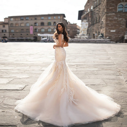 Delicate Mermaid Appliques Lace Party Bride Flower Robe Customised Gown Wedding Dresses The Clothing Company Sydney