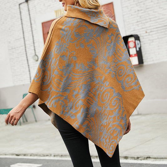 Autumn Winter Print Sweater Oversized Turtleneck Jumper Knitwear Vintage Cape Batwing Sleeve Poncho Pullover The Clothing Company Sydney