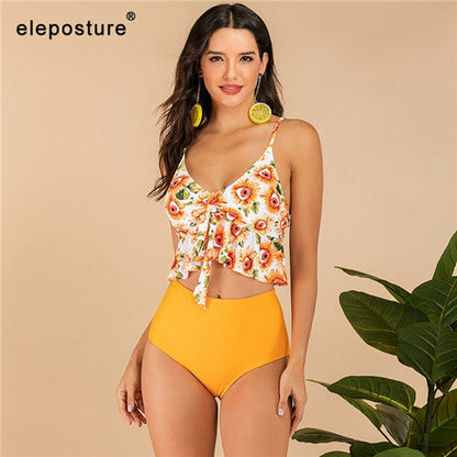 2 Piece High Waist Swimwear Ruffle Swimsuit Vintage Retro Bikini Set Plus Size Bathing Suits Summer Beachwear The Clothing Company Sydney
