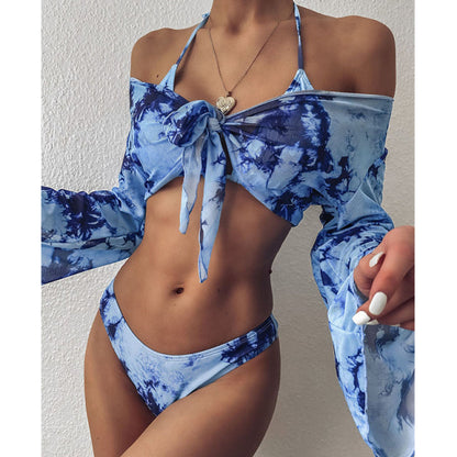 3 Three Piece Bikini Set Bell Sleeve Bikini Cover Up Swimwear Swimsuit Print Bathing Suit Beachwear Swimming Suit The Clothing Company Sydney