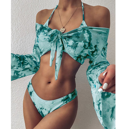 3 Three Piece Bikini Set Bell Sleeve Bikini Cover Up Swimwear Swimsuit Print Bathing Suit Beachwear Swimming Suit The Clothing Company Sydney