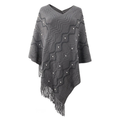 Autumn Winter Sweaters Poncho Knitting Capes Cloak Sweater V-Neck Irregular Hem Tassels Coat Striped Knitted Pullover The Clothing Company Sydney