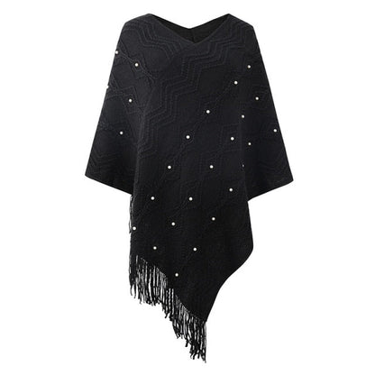 Autumn Winter Sweaters Poncho Knitting Capes Cloak Sweater V-Neck Irregular Hem Tassels Coat Striped Knitted Pullover The Clothing Company Sydney