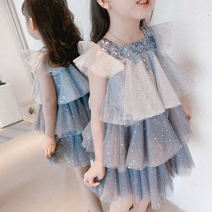 Girls Princess Kids Summer Fairy Puff Short Sleeve Elegant Birthday Party Ball Gown Dress The Clothing Company Sydney