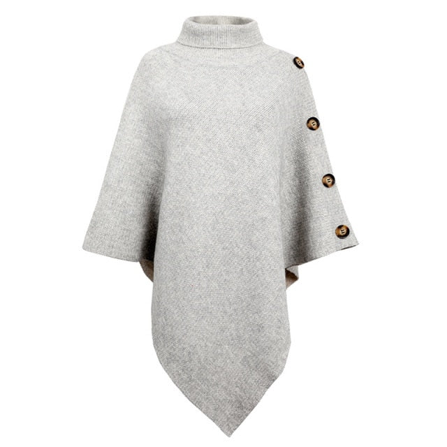 Autumn Winter Button Sweater Oversized Turtleneck Jumper Knitwear Holiday Vintage Cape Batwing Sleeve Poncho Pullover The Clothing Company Sydney