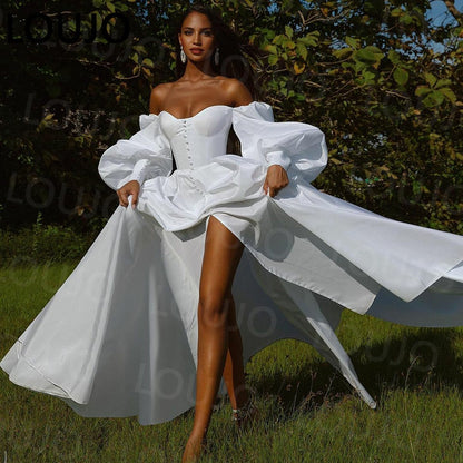 Lace Long Sleeve Sheer Illusion Neckline Boho Wedding Gowns Vintage Bride Wedding Dresses The Clothing Company Sydney