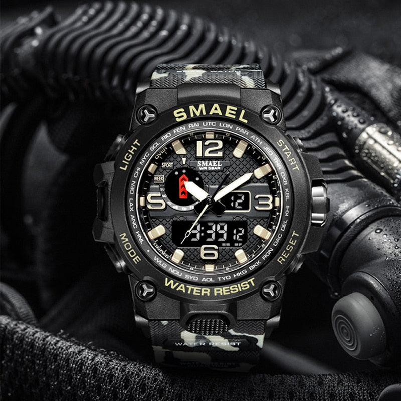 50M Water Resitant Clock Alarm 1545D Dual Display Wristwatch Quartz Military Watch Sport New Mens Watch The Clothing Company Sydney