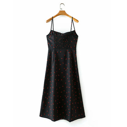 Strawberry Print White Chiffon Spaghetti Strap Vintage Boho Summer Beach Maxi Dress Sleeveless Sundress The Clothing Company Sydney