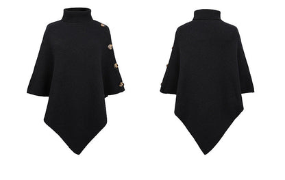 Autumn Winter Button Sweater Oversized Turtleneck Jumper Knitwear Holiday Vintage Cape Batwing Sleeve Poncho Pullover The Clothing Company Sydney