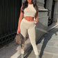 Fitness Tracksuit 2 Piece Set Patchwork Mesh Tank Top+Trousers Workout Sportswear Casual Skinny Streetwear The Clothing Company Sydney