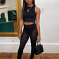 Fitness Tracksuit 2 Piece Set Patchwork Mesh Tank Top+Trousers Workout Sportswear Casual Skinny Streetwear The Clothing Company Sydney