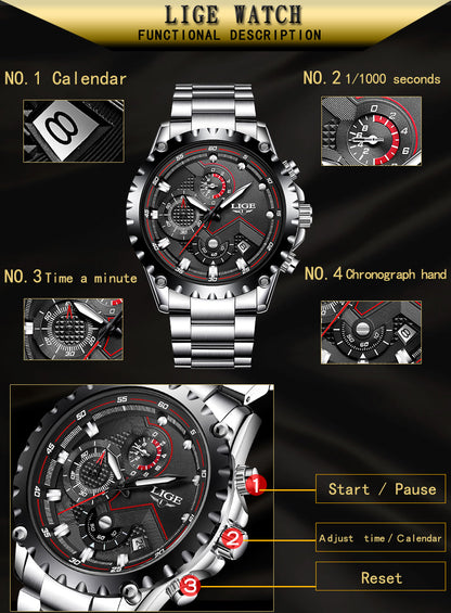 Stainless Steel Hollow Mens Watches Top Brand Sport Waterproof Quartz Watch Men Military Wristwatch The Clothing Company Sydney
