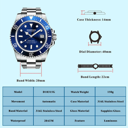 Luxury Automatic Watch Sport Stainless Steel Sapphire Glass Luminous Mechanical Men Ladies Wristwatch The Clothing Company Sydney