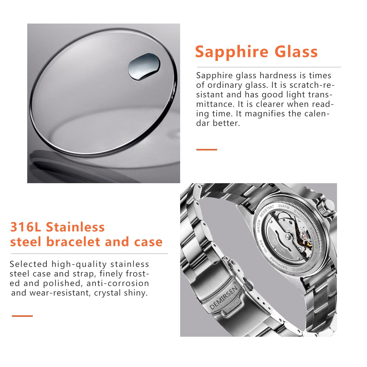 Luxury Automatic Watch Sport Stainless Steel Sapphire Glass Luminous Mechanical Men Ladies Wristwatch The Clothing Company Sydney