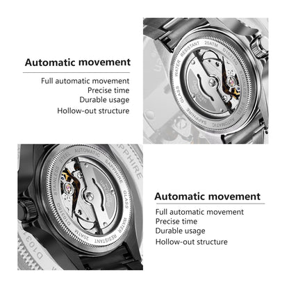 Luxury Automatic Watch Sport Stainless Steel Sapphire Glass Luminous Mechanical Men Ladies Wristwatch The Clothing Company Sydney