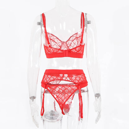 2 Piece Black Plaid Underwear Brief Sets Rhomboids Lace Bra and Panty Garter Transparent Lingerie Set The Clothing Company Sydney