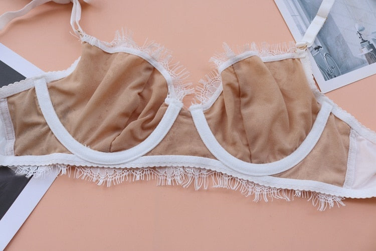 2 Piece Underwear Embroidery Bra Eyelash lace Bralette Brassiere Push Up Bras and Panties Lingerie Set The Clothing Company Sydney