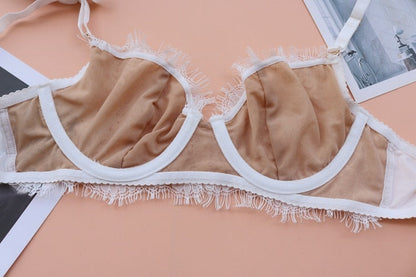 2 Piece Underwear Embroidery Bra Eyelash lace Bralette Brassiere Push Up Bras and Panties Lingerie Set The Clothing Company Sydney