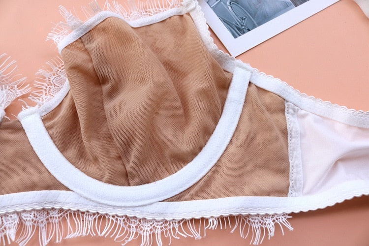 2 Piece Underwear Embroidery Bra Eyelash lace Bralette Brassiere Push Up Bras and Panties Lingerie Set The Clothing Company Sydney