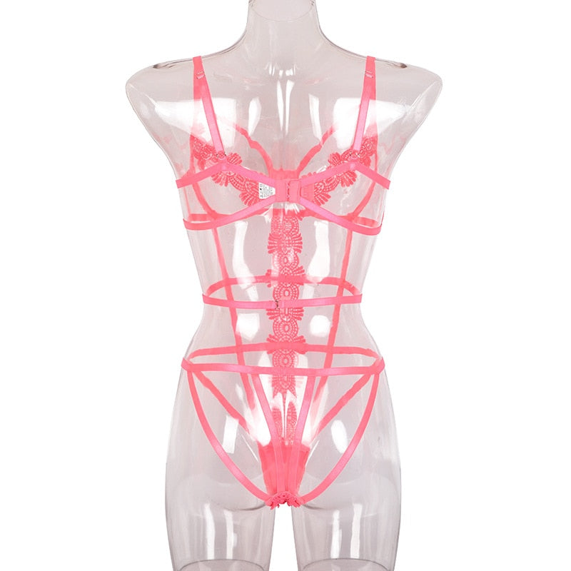Black Red Strappy Bodysuits Party Club Body Floral Bandage Sleeveless Backless Bodysuit Thong Slim Lingerie The Clothing Company Sydney
