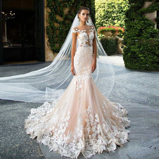 Custom Made Cap Sleeve Backless Appliques Flowers Mermiad Wedding Dresses The Clothing Company Sydney