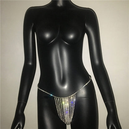 Crystal Body Chain Rhinestone Tassel Thong Belly Party Waist Chain Jewellery Accessories The Clothing Company Sydney
