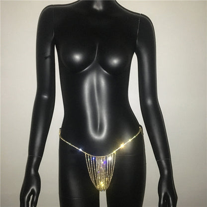 Crystal Body Chain Rhinestone Tassel Thong Belly Party Waist Chain Jewellery Accessories The Clothing Company Sydney