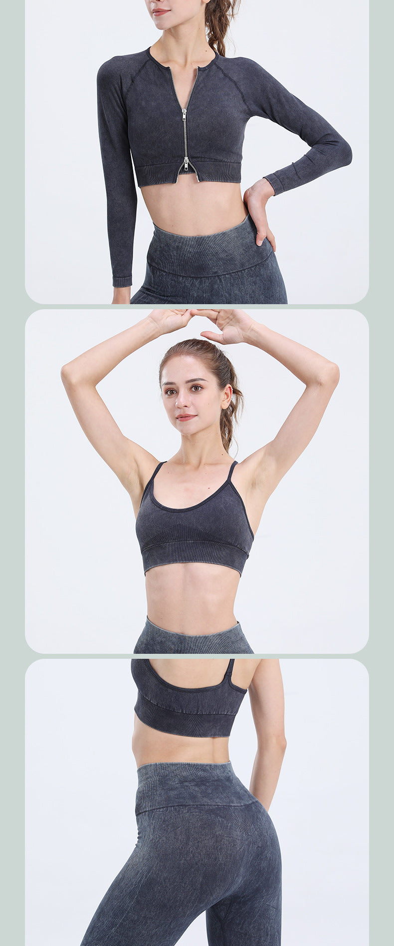 3 Piece High Waist Hip Push Pants Gym Suit Seamless Zipper Sports Yoga Fitness Shaping Activewear The Clothing Company Sydney