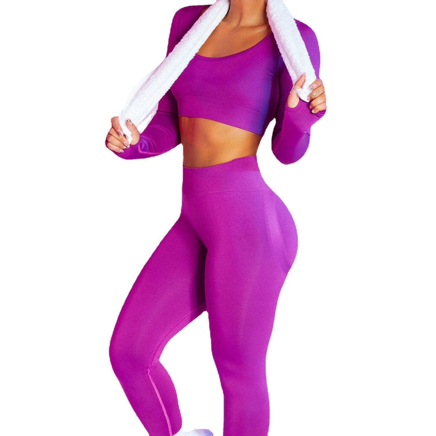 2 Piece Gym Fitness High Waist Running Sportswear Sports Long Sleeve Leggings Suit Seamless Yoga Wear The Clothing Company Sydney