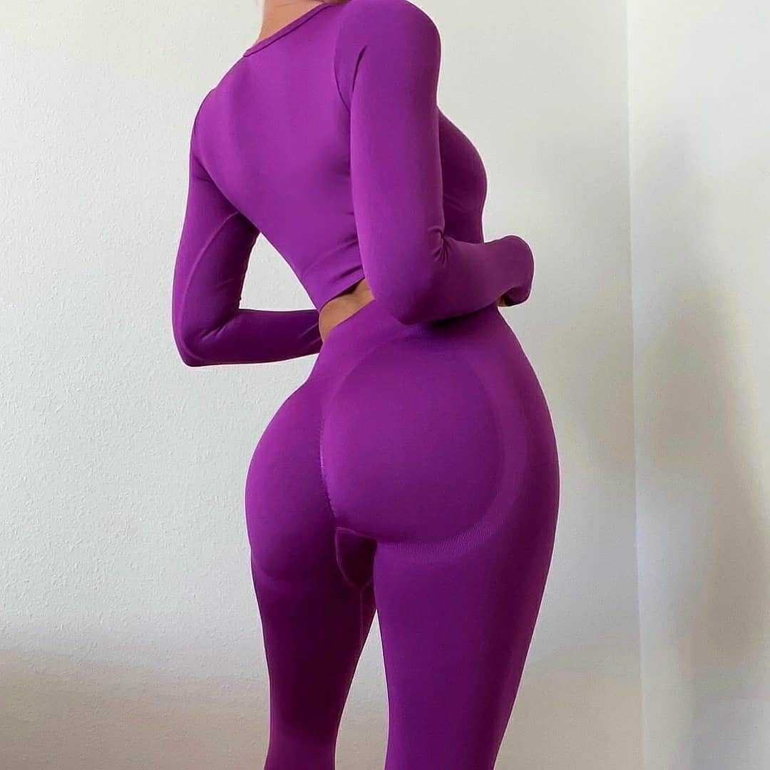 2 Piece Gym Fitness High Waist Running Sportswear Sports Long Sleeve Leggings Suit Seamless Yoga Wear The Clothing Company Sydney