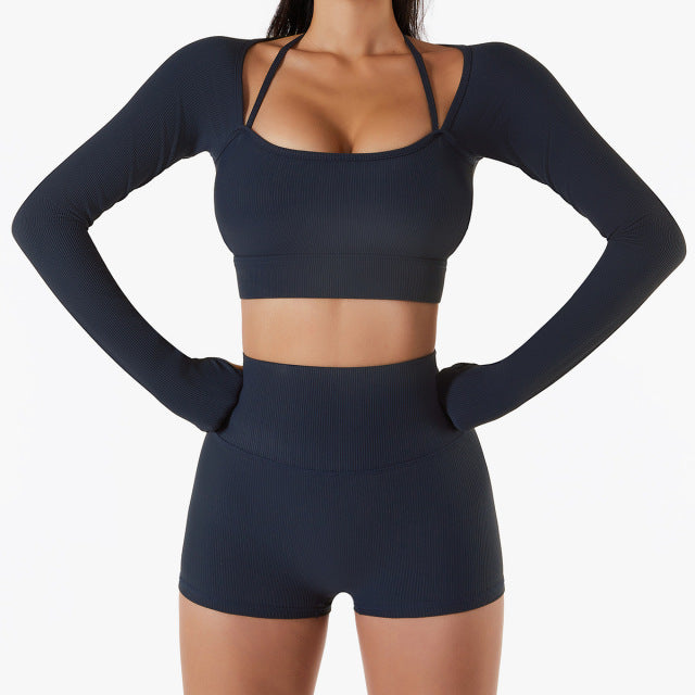 Long Sleeve Yoga With Chest Pads Quick Dry Fitness Clothes Gym Tight Sports Yoga Crop Top The Clothing Company Sydney