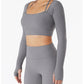 Long Sleeve Yoga With Chest Pads Quick Dry Fitness Clothes Gym Tight Sports Yoga Crop Top The Clothing Company Sydney