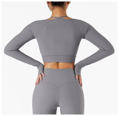 Long Sleeve Yoga With Chest Pads Quick Dry Fitness Clothes Gym Tight Sports Yoga Crop Top The Clothing Company Sydney