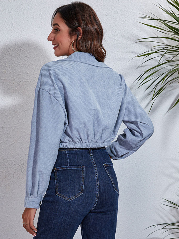 Autumn Spring Short Jacket Loose Turn Down Collar Long Sleeve Corduroy Coat  Outerwear The Clothing Company Sydney