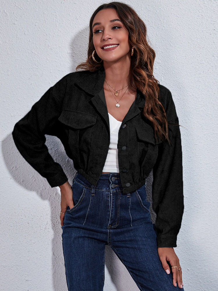 Autumn Spring Short Jacket Loose Turn Down Collar Long Sleeve Corduroy Coat  Outerwear The Clothing Company Sydney